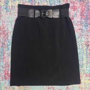Classic Black High-Waist Pencil Skirt with Belt